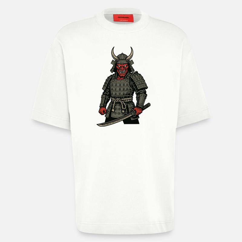 Oni Samurai - Dämonischer Krieger - Heavyweight T-Shirt - made by SPREAD  - OFF WHITE