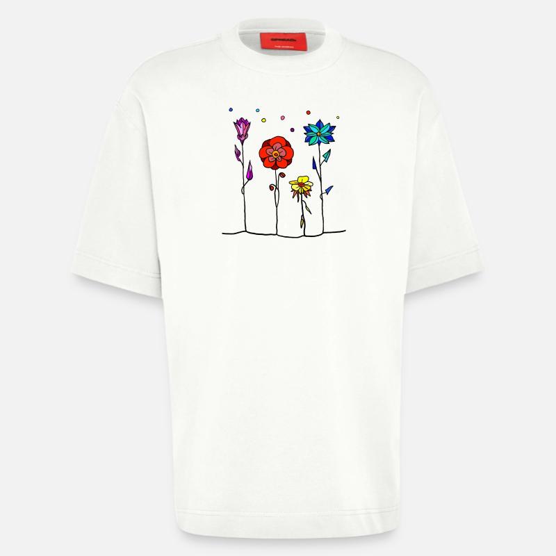 Fleurs - T-shirt bio épais oversize fabriqué en UE - OFF WHITE