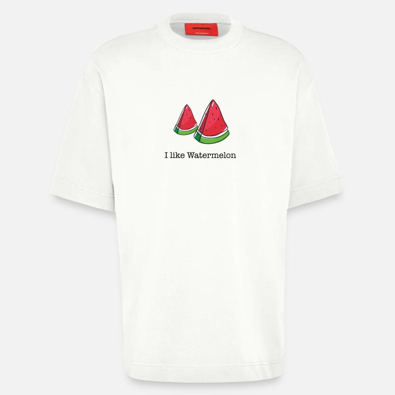 J'aime pastèques pastèque cadeau - T-shirt bio épais oversize fabriqué en UE - OFF WHITE