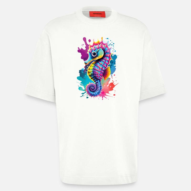 Seepferd Farbenfroh - Hippocampus Seepferdchen - Heavyweight T-Shirt - made by SPREAD  - OFF WHITE