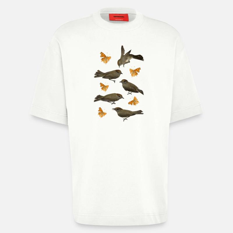 Blackcap with C-butterfly - Heavyweight T-Shirt - made by SPREAD  - OFF WHITE