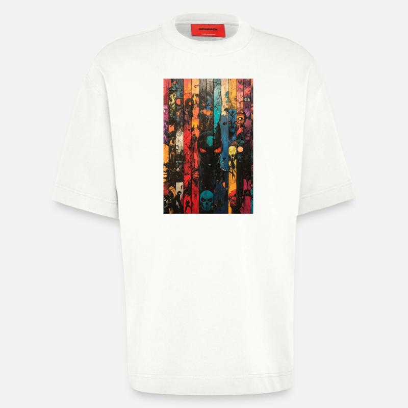 Farbige Schädel-Panel-Kunst - Heavyweight T-Shirt - made by SPREAD  - OFF WHITE