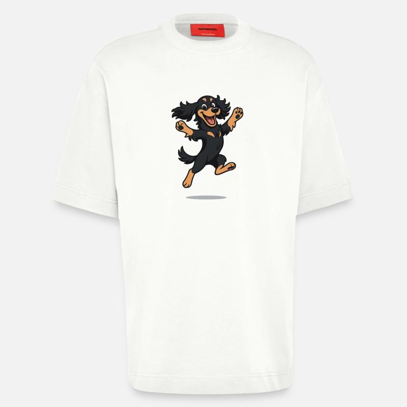 Hüpfender Cartoon Cocker Spaniel - Heavyweight T-Shirt - made by SPREAD - OFF WHITE