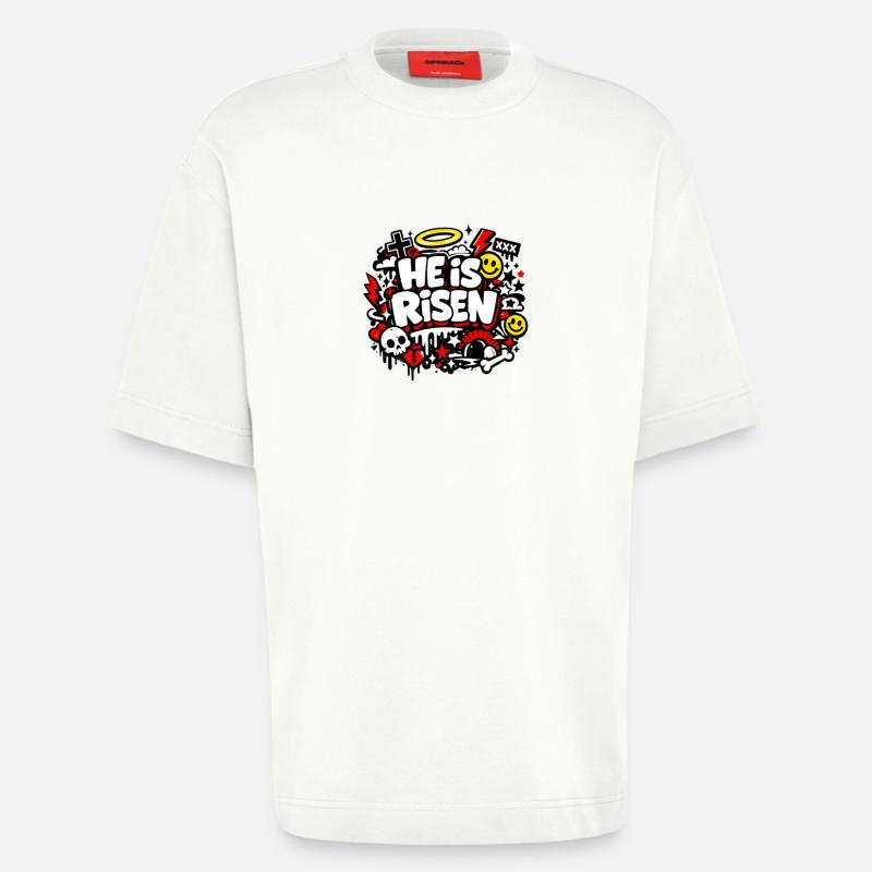 He is Risen Graffiti Ostern - Heavyweight T-Shirt - made by SPREAD  - OFF WHITE