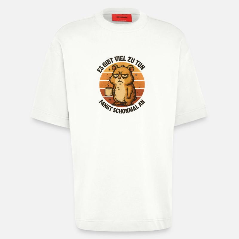 Grimmiger Hamster mit Kaffee - Heavyweight T-Shirt - made by SPREAD  - OFF WHITE