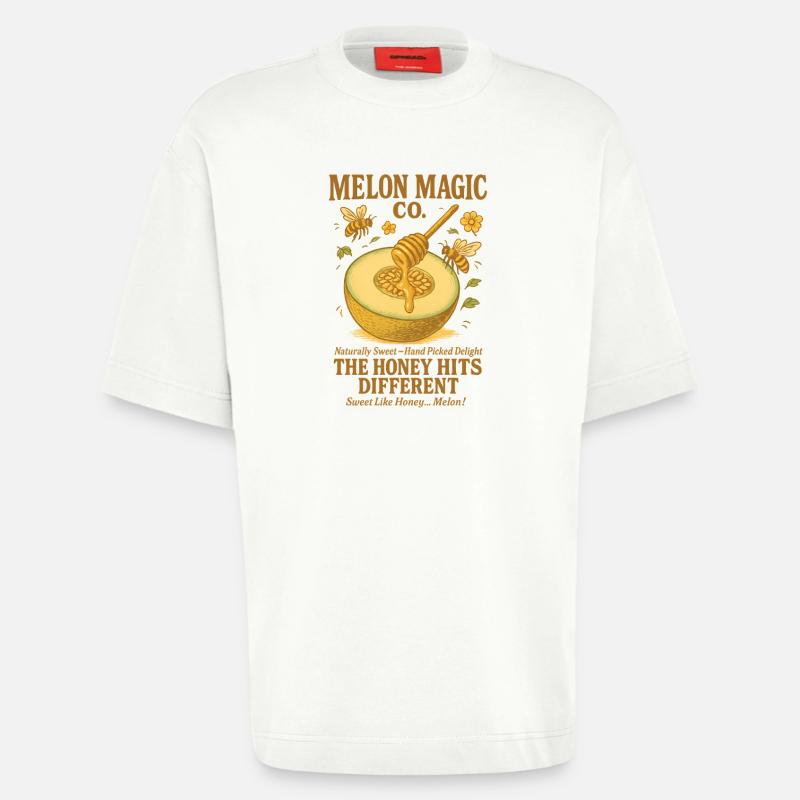Été rétro de pastèque - T-shirt bio épais oversize fabriqué en UE - OFF WHITE