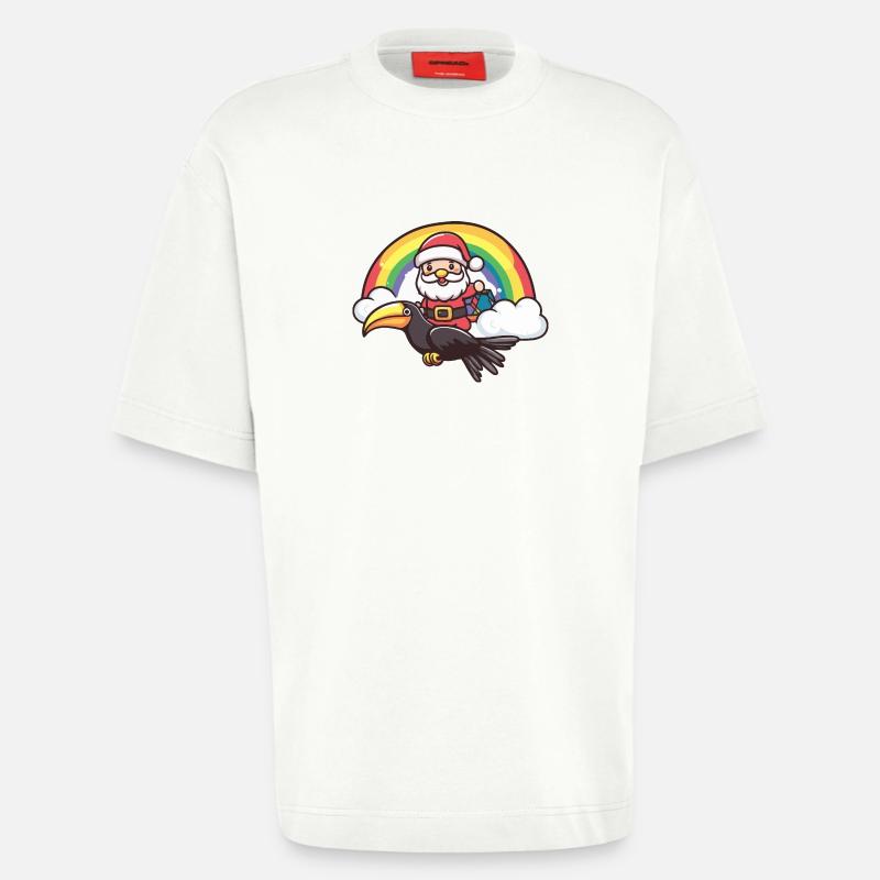 Tukan Vogel Weihnachtsmann Regenbogen - Heavyweight T-Shirt - made by SPREAD  - OFF WHITE