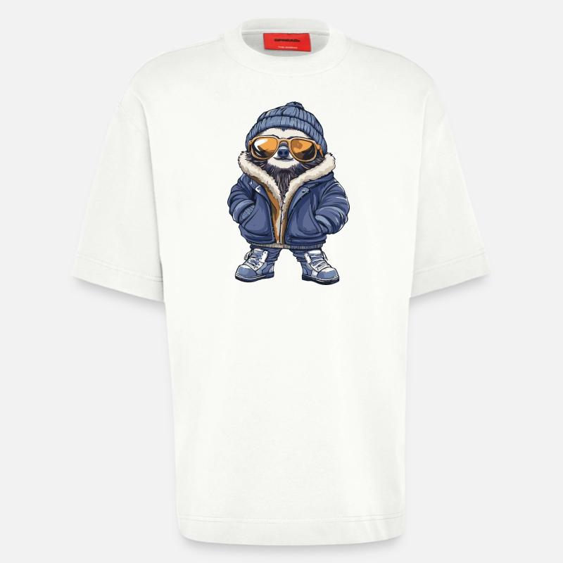 Sloth Cool Comic - Heavyweight T-Shirt - made by SPREAD - OFF WHITE