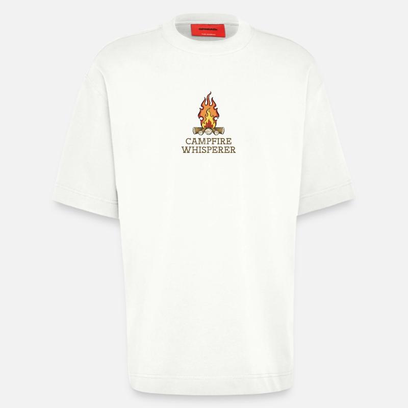 Chuchoteur de feu de camp - T-shirt bio épais oversize fabriqué en UE - OFF WHITE