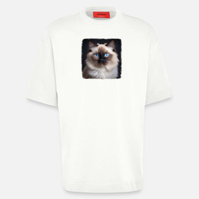 Chat de Birmanie Birma Katze - T-shirt bio épais oversize fabriqué en UE - OFF WHITE