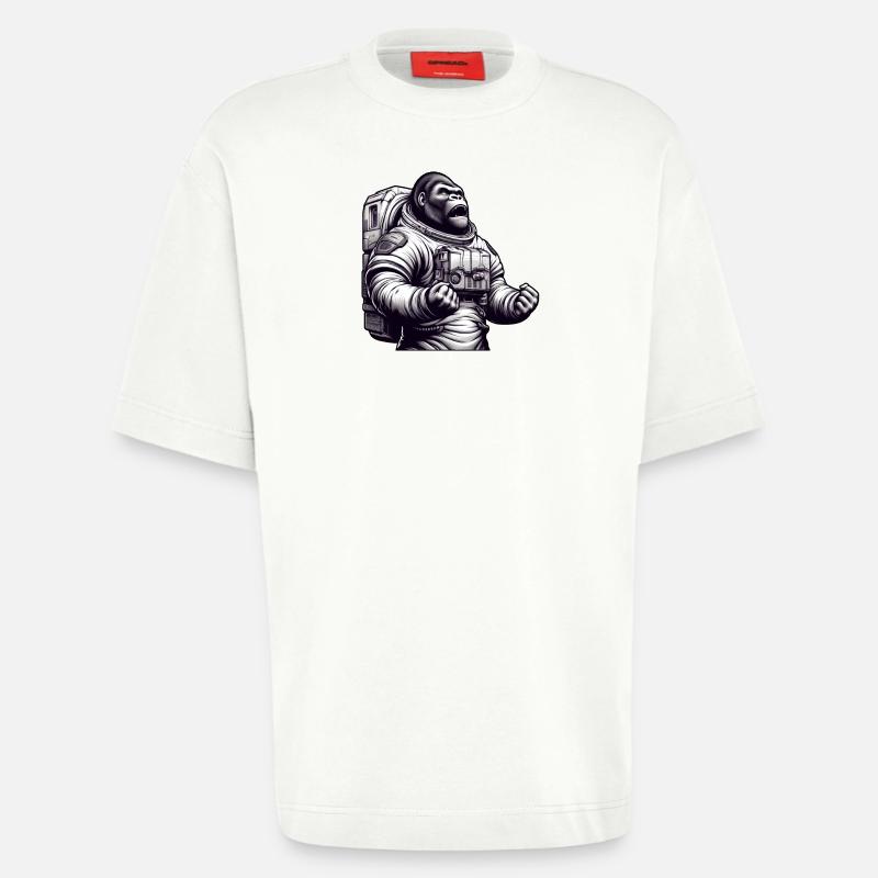 Gorille astronaute dans l’espace - T-shirt bio épais oversize fabriqué en UE - OFF WHITE