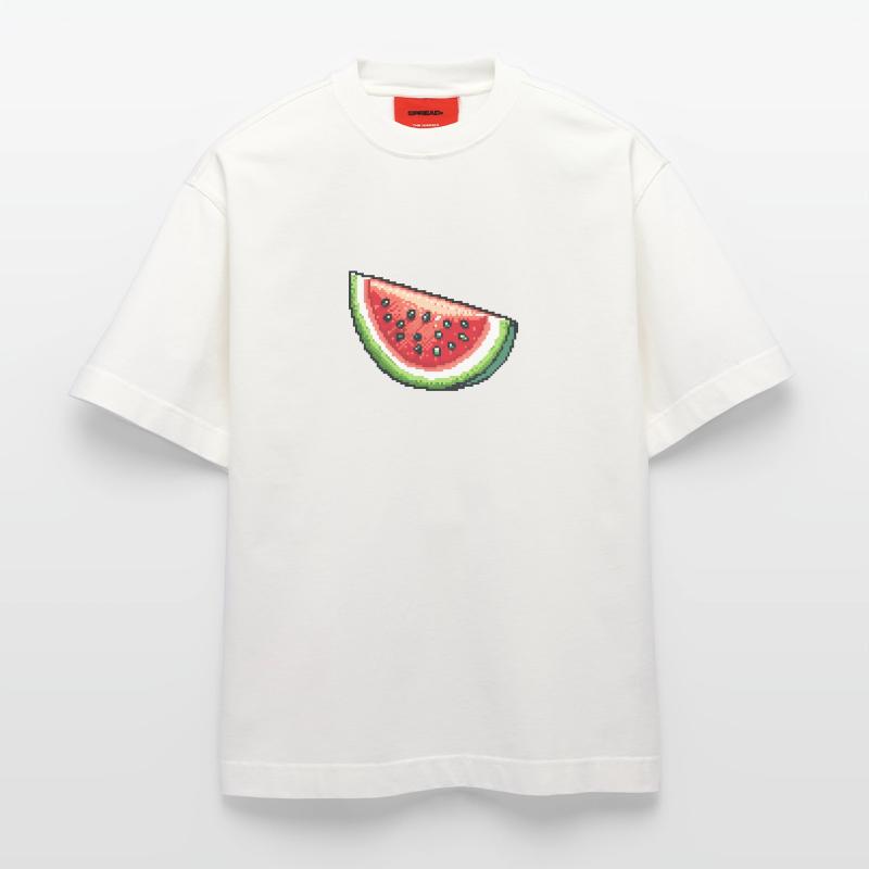 Icône pixel pastèque T-shirt bio épais oversize fabriqué en UE