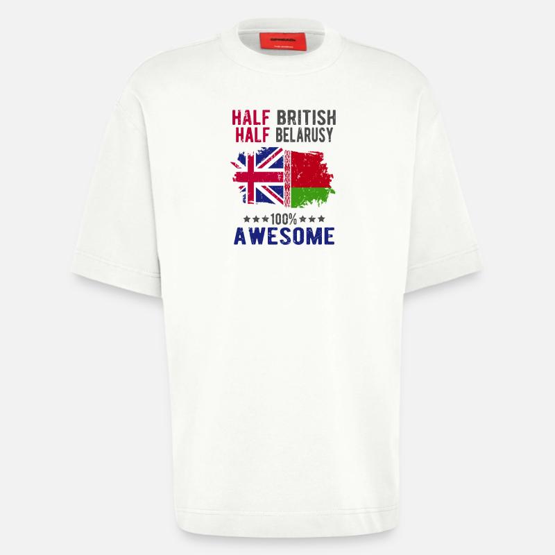 Half British Half Belarusian - Heavyweight T-Shirt - made by SPREAD - OFF WHITE