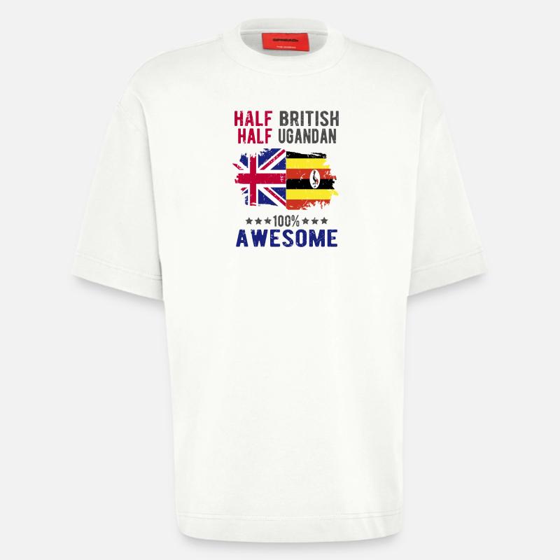 Halb Brite Halb Ugander - Heavyweight T-Shirt - made by SPREAD  - OFF WHITE