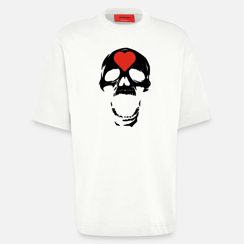 Der schwarze Schädel und das Herz - Heavyweight T-Shirt - made by SPREAD  - OFF WHITE