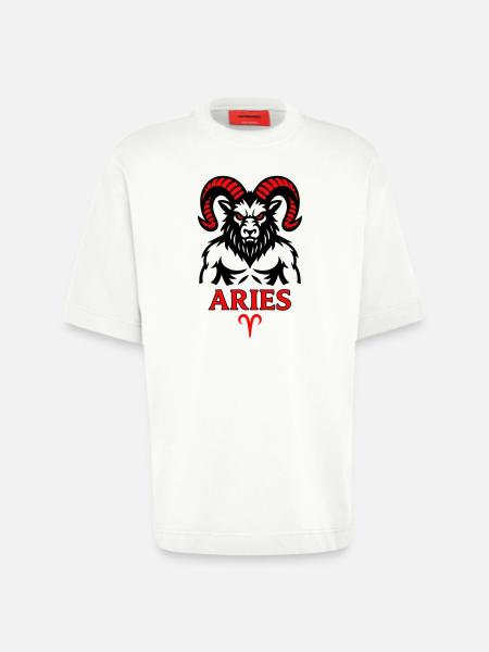 Aries Sternzeichen mit Hörnersymbol - Heavyweight T-Shirt - made by SPREAD  - OFF WHITE
