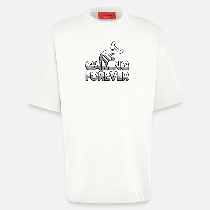 GAMING FOREVER + ADN - Jeux - T-shirt bio épais oversize fabriqué en UE - OFF WHITE