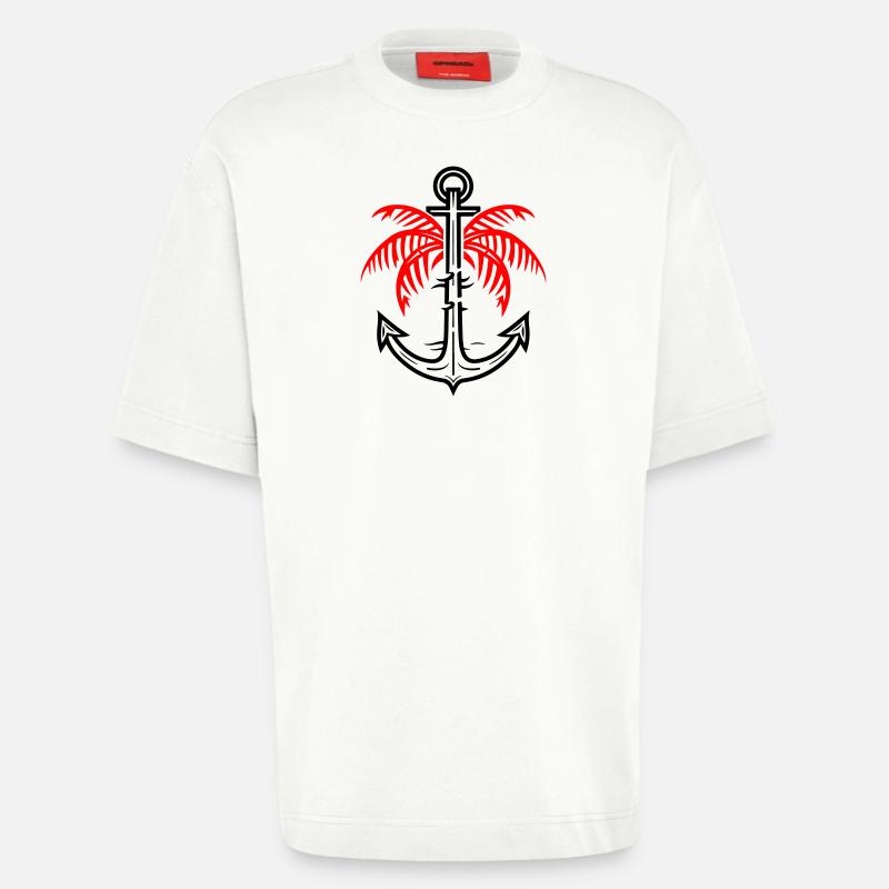 Palm Tree Anchor Icon - Heavyweight T-Shirt - made by SPREAD  - OFF WHITE