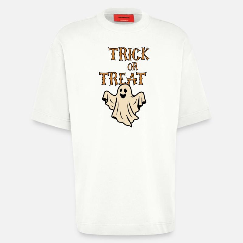 Trick oder Treat Geister Halloween Retro - Heavyweight T-Shirt - made by SPREAD  - OFF WHITE