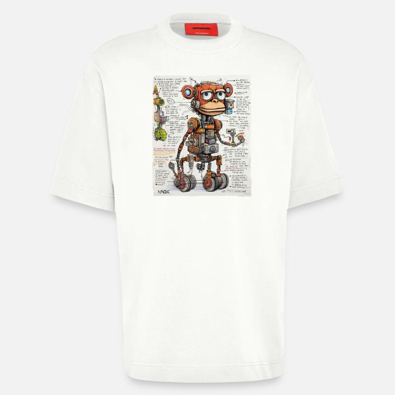 La structure du singe robotique - T-shirt bio épais oversize fabriqué en UE - OFF WHITE