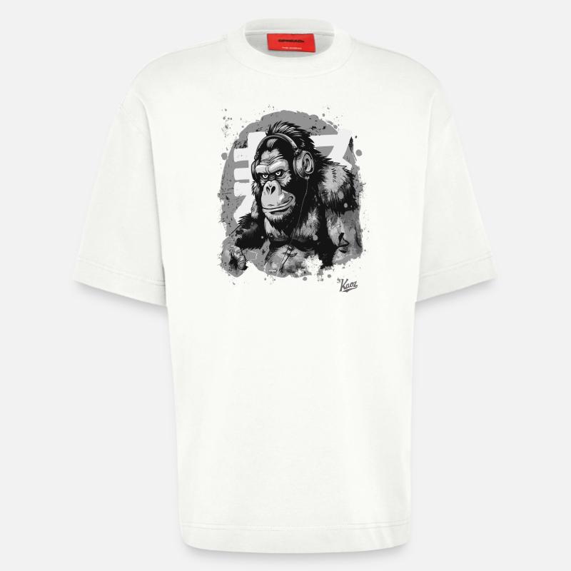 Funky Musik Kopfhörer Schimpansen-Affe - Heavyweight T-Shirt - made by SPREAD  - OFF WHITE