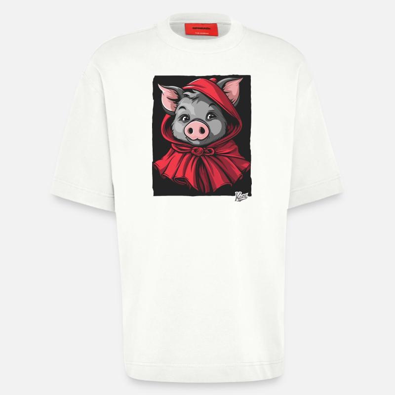 Das Märchen vom kleinen Rotkäppchen-Schwein - Heavyweight T-Shirt - made by SPREAD - OFF WHITE