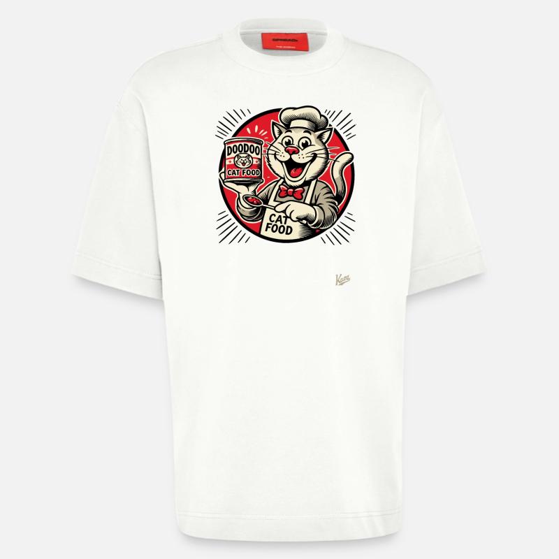 lecker DooDoo Katzenfutter mit Koch-Katze - Heavyweight T-Shirt - made by SPREAD - OFF WHITE