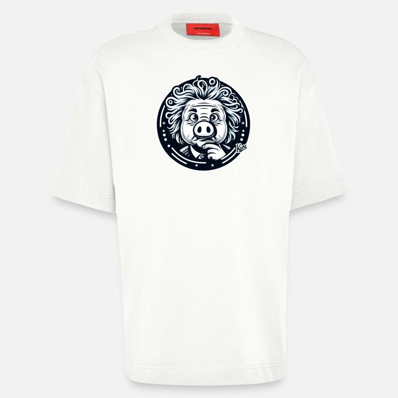 Albert Schweinstein le génie - T-shirt bio épais oversize fabriqué en UE - OFF WHITE