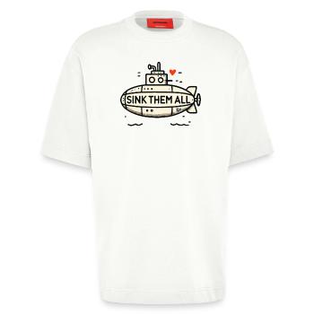 Sink 'em all submarine - Heavyweight T-Shirt - made by SPREAD  - OFF WHITE - Front - Fiona (171cm)