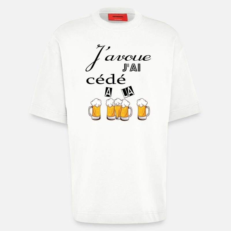 J''ai cédé à la pression - T-shirt bio épais oversize fabriqué en UE - OFF WHITE