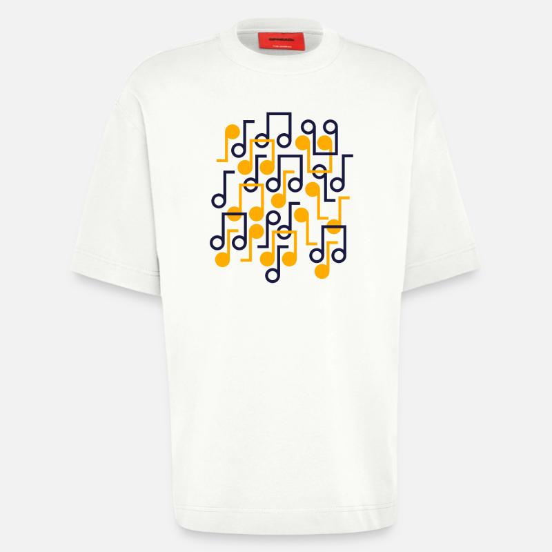 Music Notes Retro Style Pattern - Heavyweight T-Shirt - made by SPREAD  - OFF WHITE