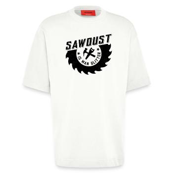 Sawdust is man glitter - Heavyweight T-Shirt - made by SPREAD  - OFF WHITE - Vorne - Fiona (171cm)