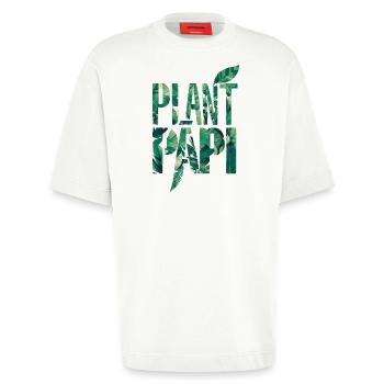 Plant Papi leaf motif for plant lovers - Heavyweight T-Shirt - made by SPREAD  - OFF WHITE - Front - Fiona (171cm)