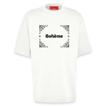 La Bohème - T-shirt bio épais oversize fabriqué en UE - OFF WHITE - Devant - Fiona (171cm)