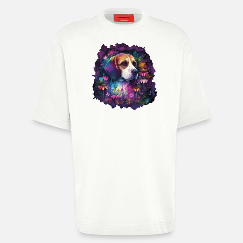 Beagle Beagle Motif Cadeau - T-shirt bio épais oversize fabriqué en UE - OFF WHITE