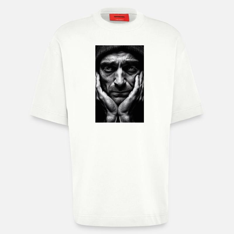 Thinking Guy - Heavyweight T-Shirt - made by SPREAD  - OFF WHITE