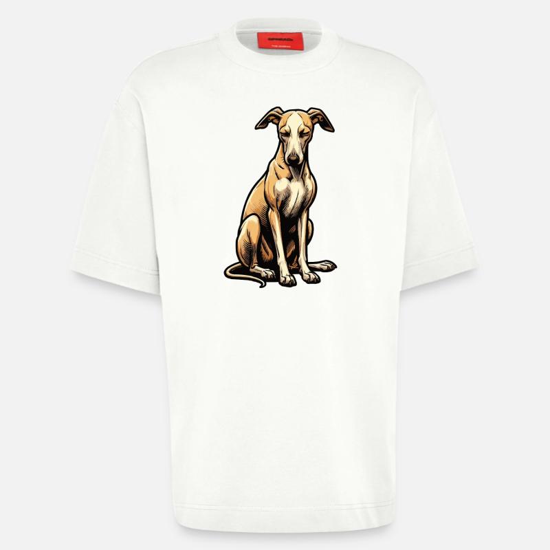 Whippet Greyhound Whippets Propriétaire de lévrier - T-shirt bio épais oversize fabriqué en UE - OFF WHITE