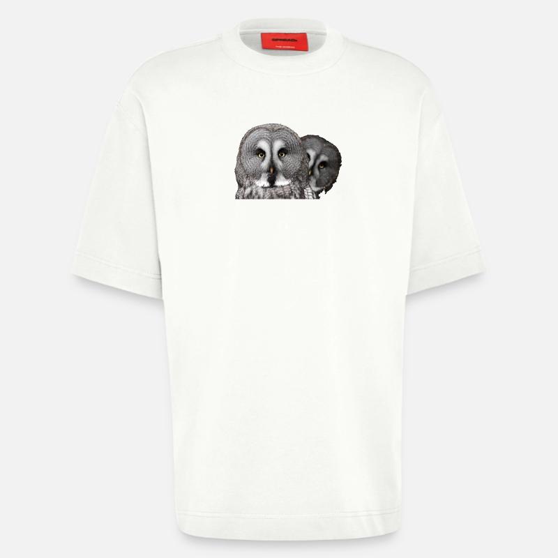 Zwei Eulenköpfe - Heavyweight T-Shirt - made by SPREAD  - OFF WHITE