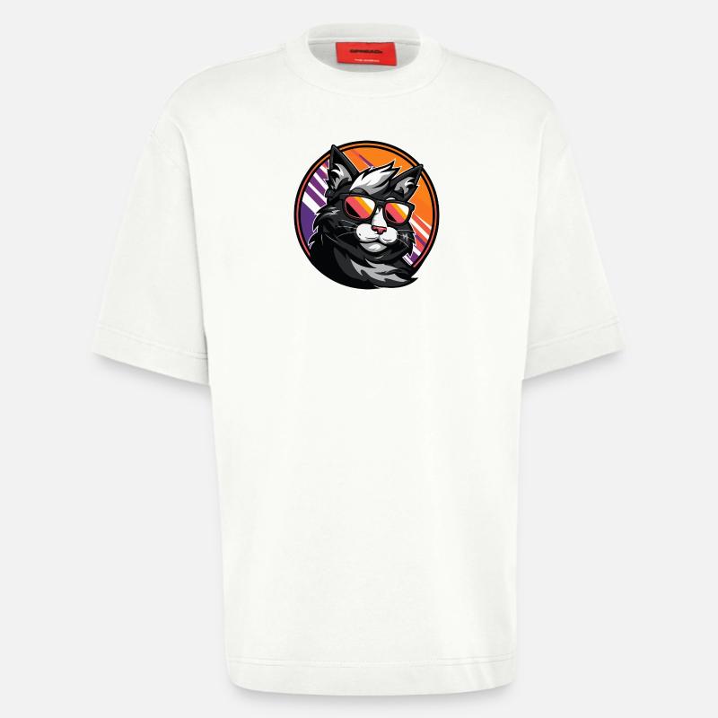 Katze Comic Cool - Heavyweight T-Shirt - made by SPREAD  - OFF WHITE