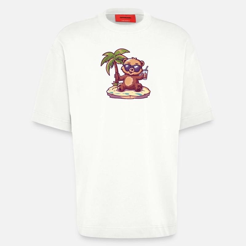 Bär Sommer Strand Comic - Heavyweight T-Shirt - made by SPREAD - OFF WHITE