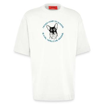 Every dog is great - German Shepherd - Heavyweight T-Shirt - made by SPREAD  - OFF WHITE - Front - Fiona (171cm)