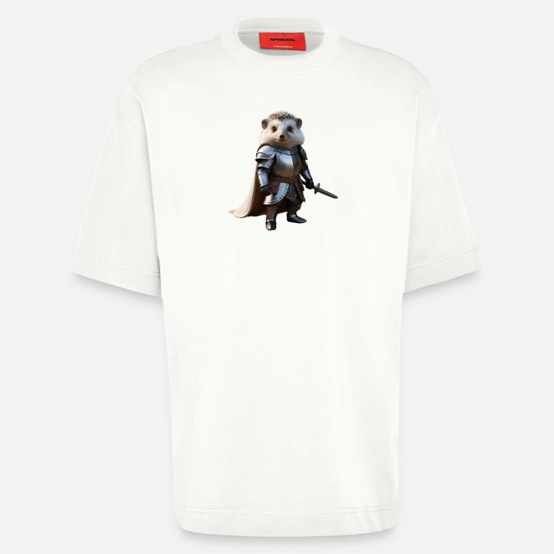 hérisson chevalier épée 2 - T-shirt bio épais oversize fabriqué en UE - OFF WHITE