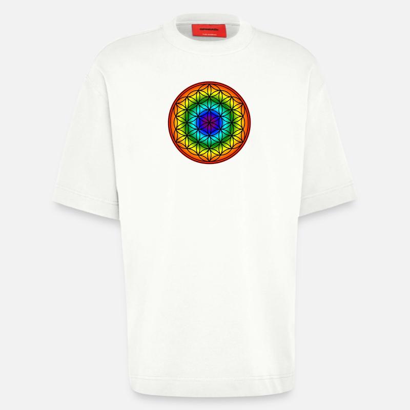 Blume des Lebens - Regenbogen - Heavyweight T-Shirt - made by SPREAD  - OFF WHITE