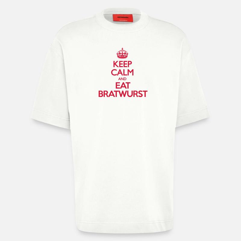 Keep Calm and a Bratwurst - Heavyweight T-Shirt - made by SPREAD  - OFF WHITE