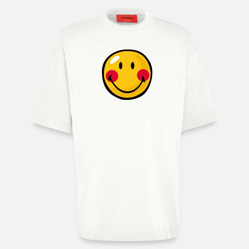 Smiley Blushed - T-shirt bio épais oversize fabriqué en UE - OFF WHITE
