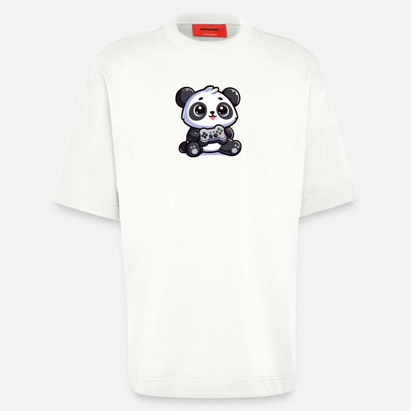Süßer Panda mit Controller - Heavyweight T-Shirt - made by SPREAD  - OFF WHITE