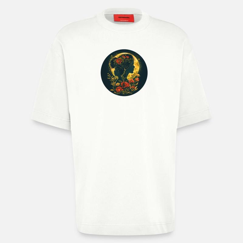 Mutter und Tochter im Mondschein - Heavyweight T-Shirt - made by SPREAD  - OFF WHITE