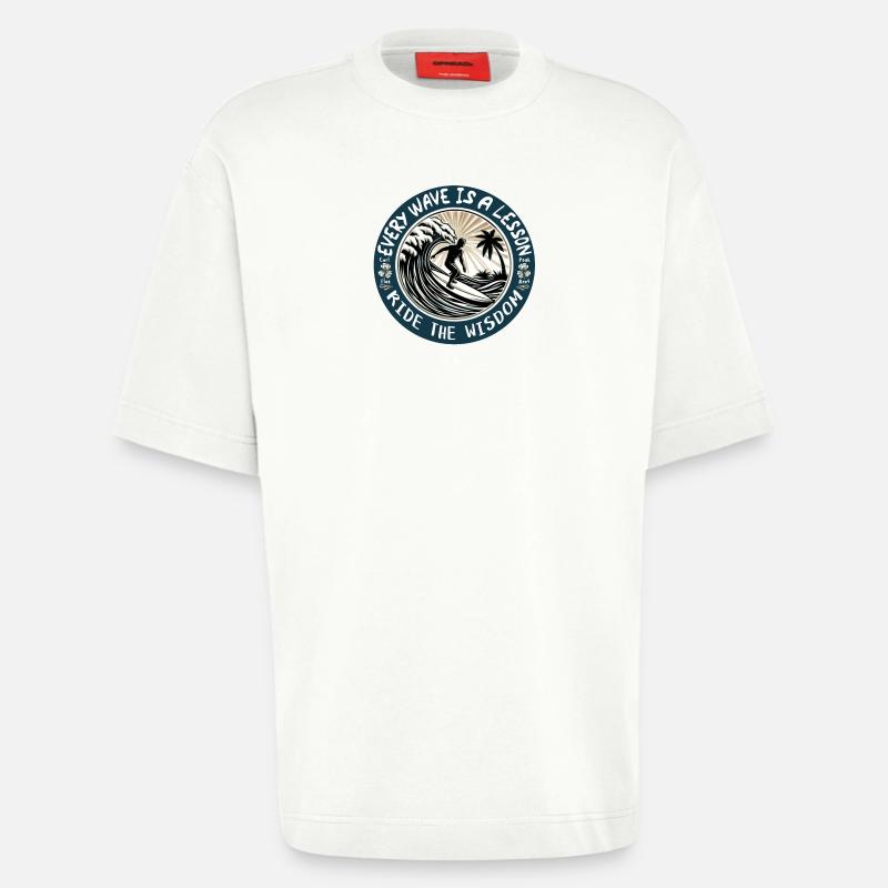 EVERY WAVE IS A LESSON - T-shirt bio épais oversize fabriqué en UE - OFF WHITE