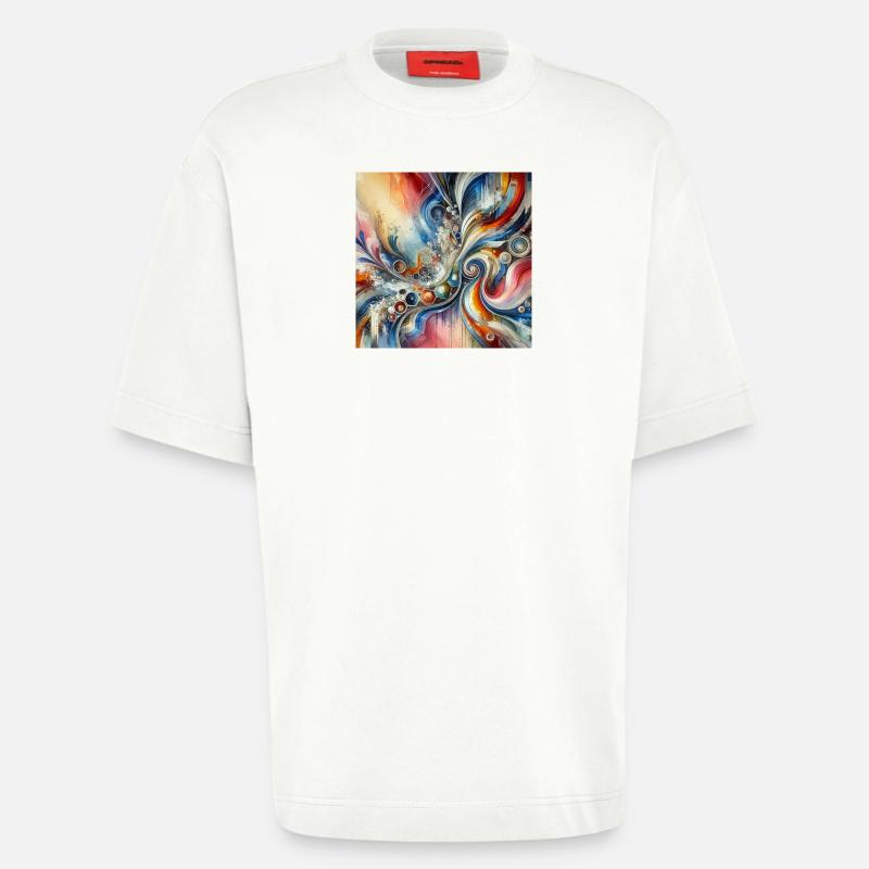 Lebendige Echos - Abstraktes Gemälde - Heavyweight T-Shirt - made by SPREAD - OFF WHITE