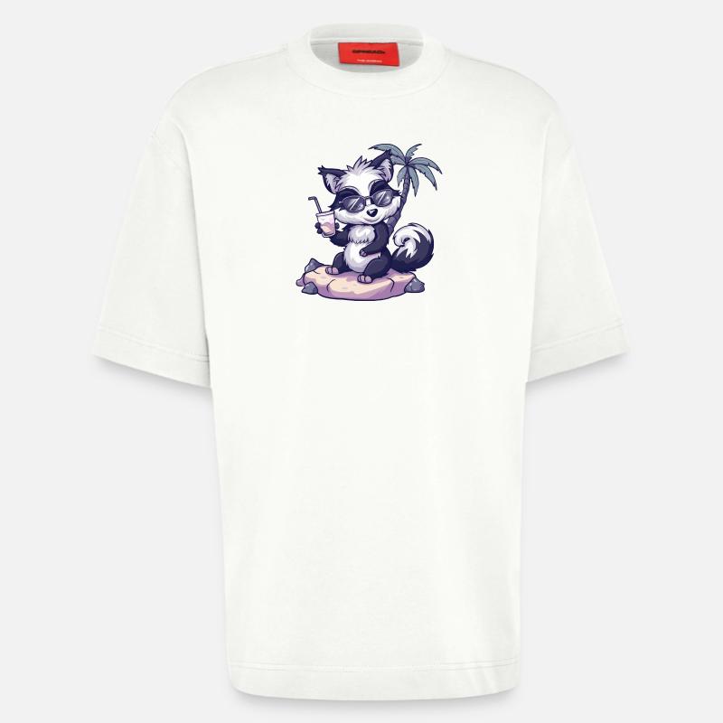 Stinktier Sommer Strand Comic - Heavyweight T-Shirt - made by SPREAD - OFF WHITE